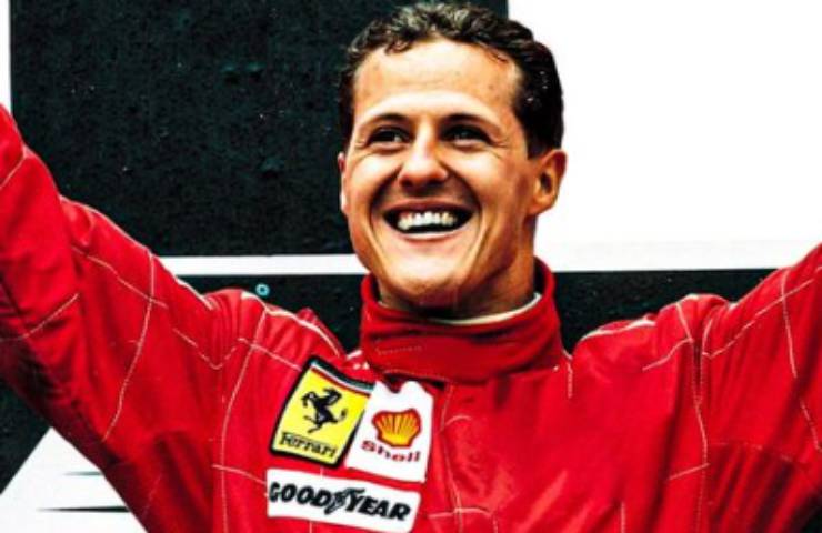 Michael Schumacher during a victory with Ferrari