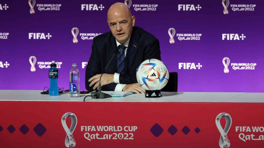 Il presidente Fifa Gianni Infantino nella conferenza pre Mondiale [Credit: ANSA] - Sportitalia.com