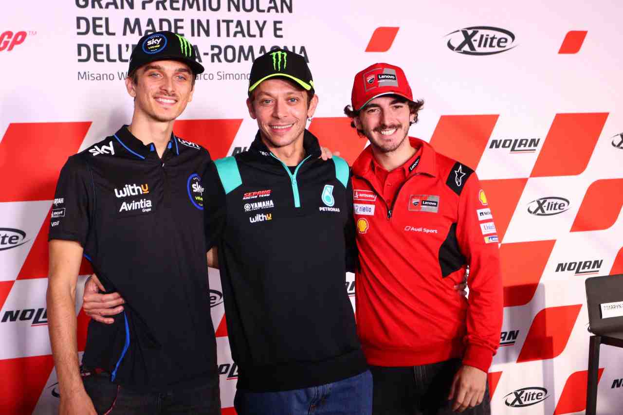 Valentino Rossi, Pecco Bagnaia e Luca Marini 