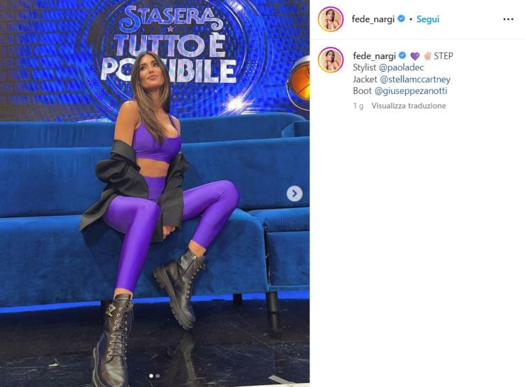 Federica Nargi ammalia i suoi fan con la tutina aderente