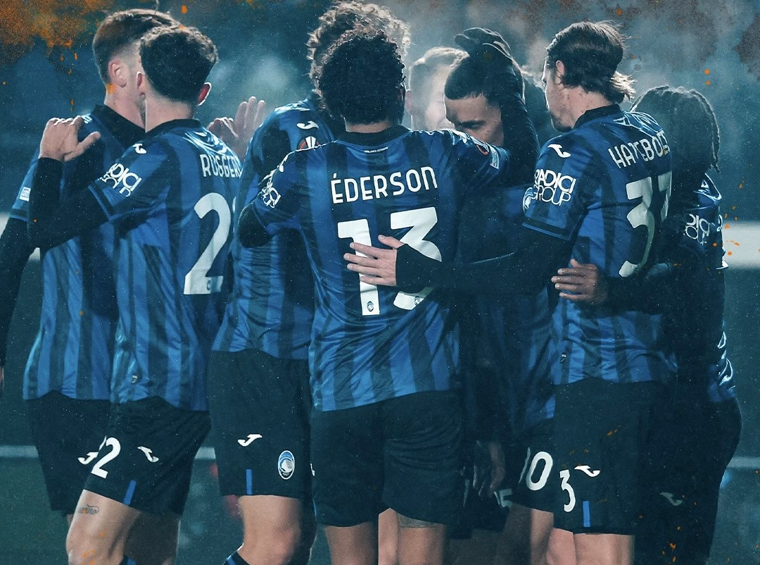 L’esultanza dell’Atalanta contro lo Sporting Lisbona