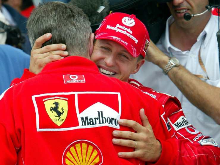 Abbraccio Schumacher Ross Brawn