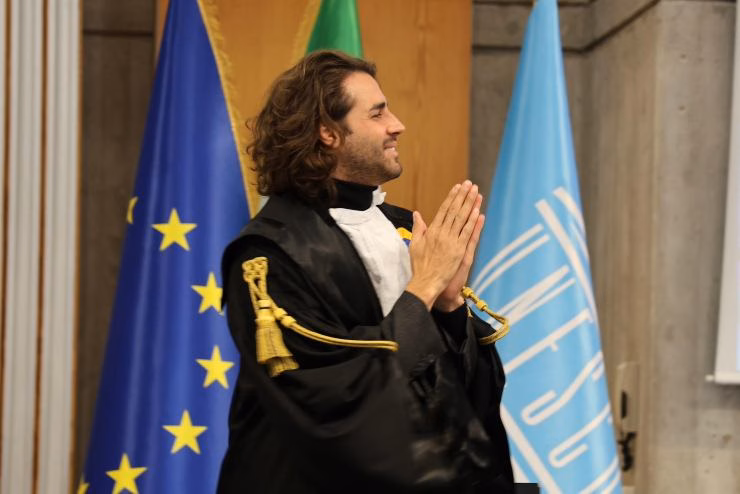 Tamberi emozionato durante la cerimonia a Urbino