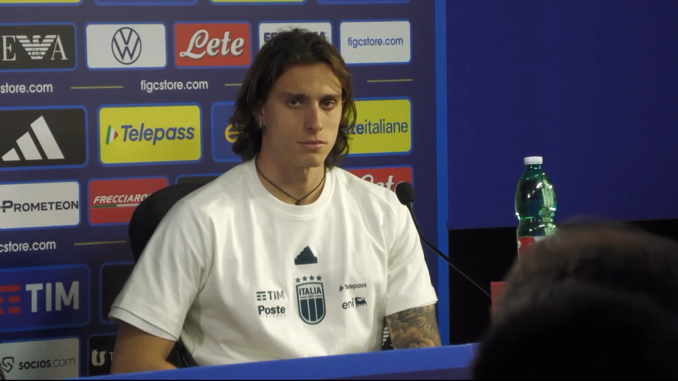 Riccardo Calafiori nella conferenza stampa pre Italia-Germania