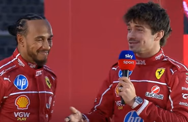 Leclerc e Hamilton all'evento Ferrari