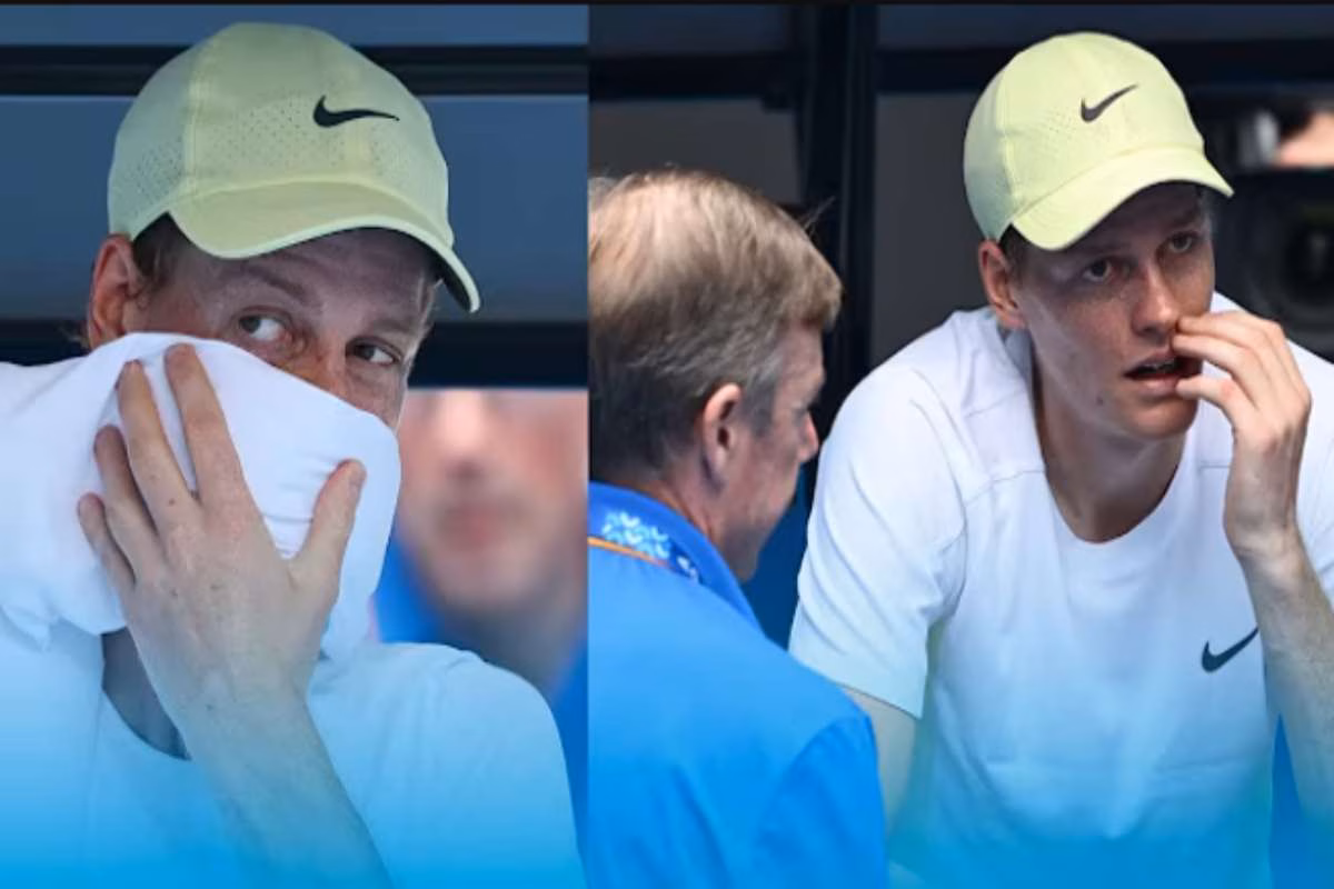 Sinner durante un match