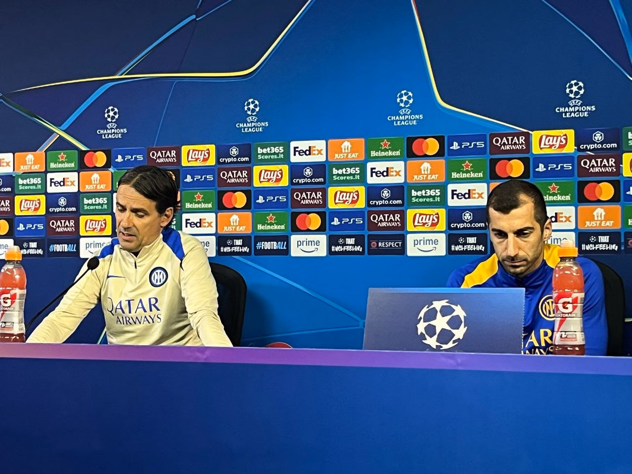 Inzaghi e Mkhitaryan, conferenza stampa Champions League