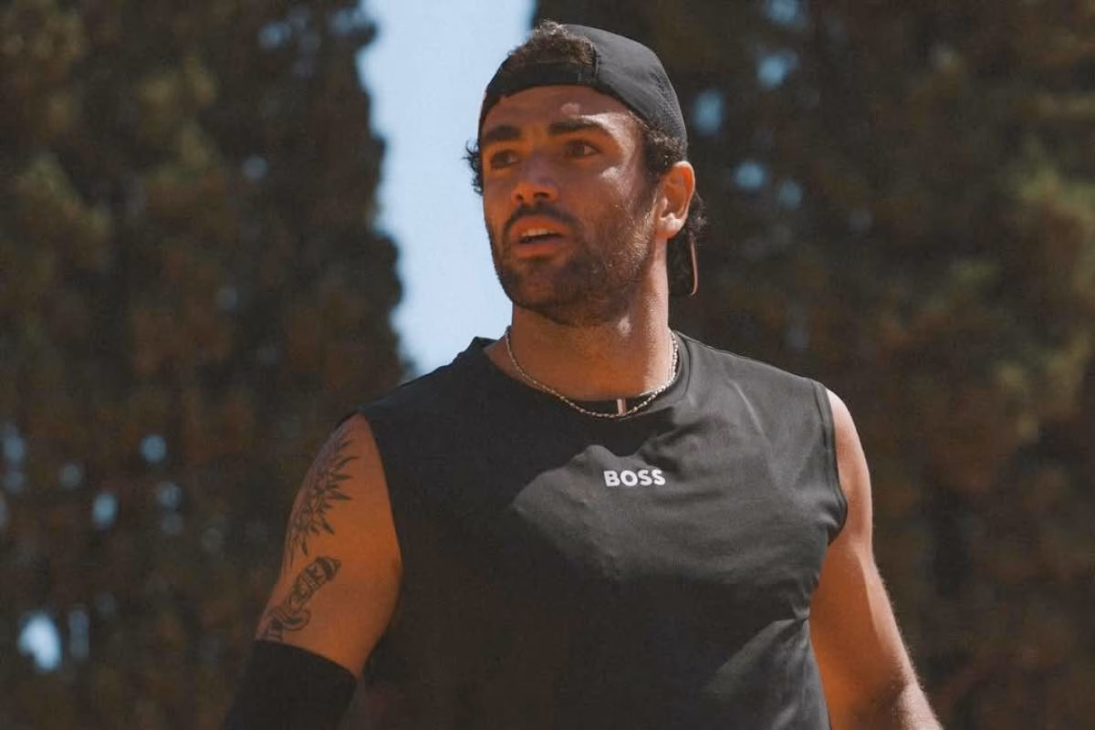 Matteo Berrettini durante l'allenamento