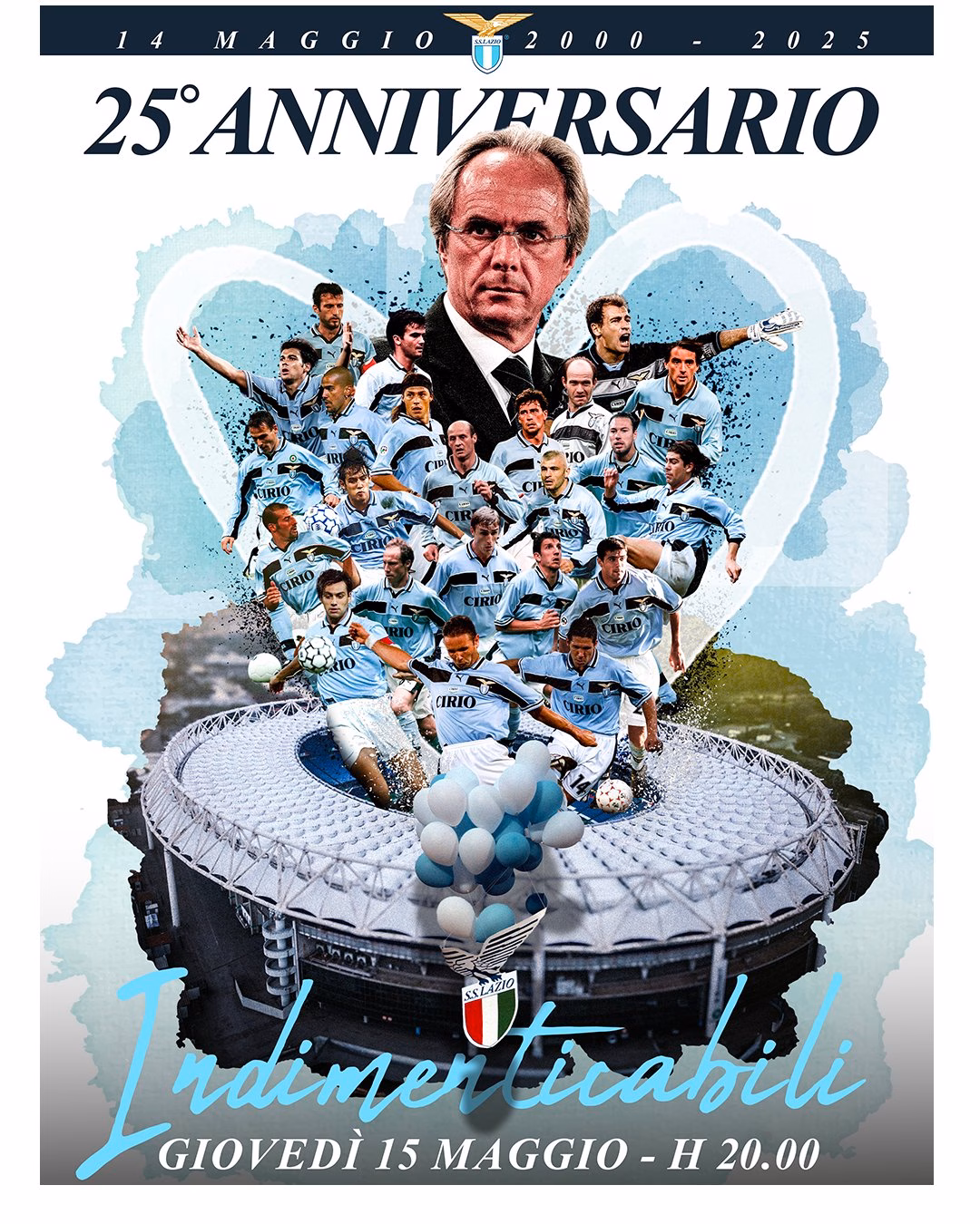 Locandina evento “Indimenticabili” - Lazio, 25° anniversario Scudetto 2000