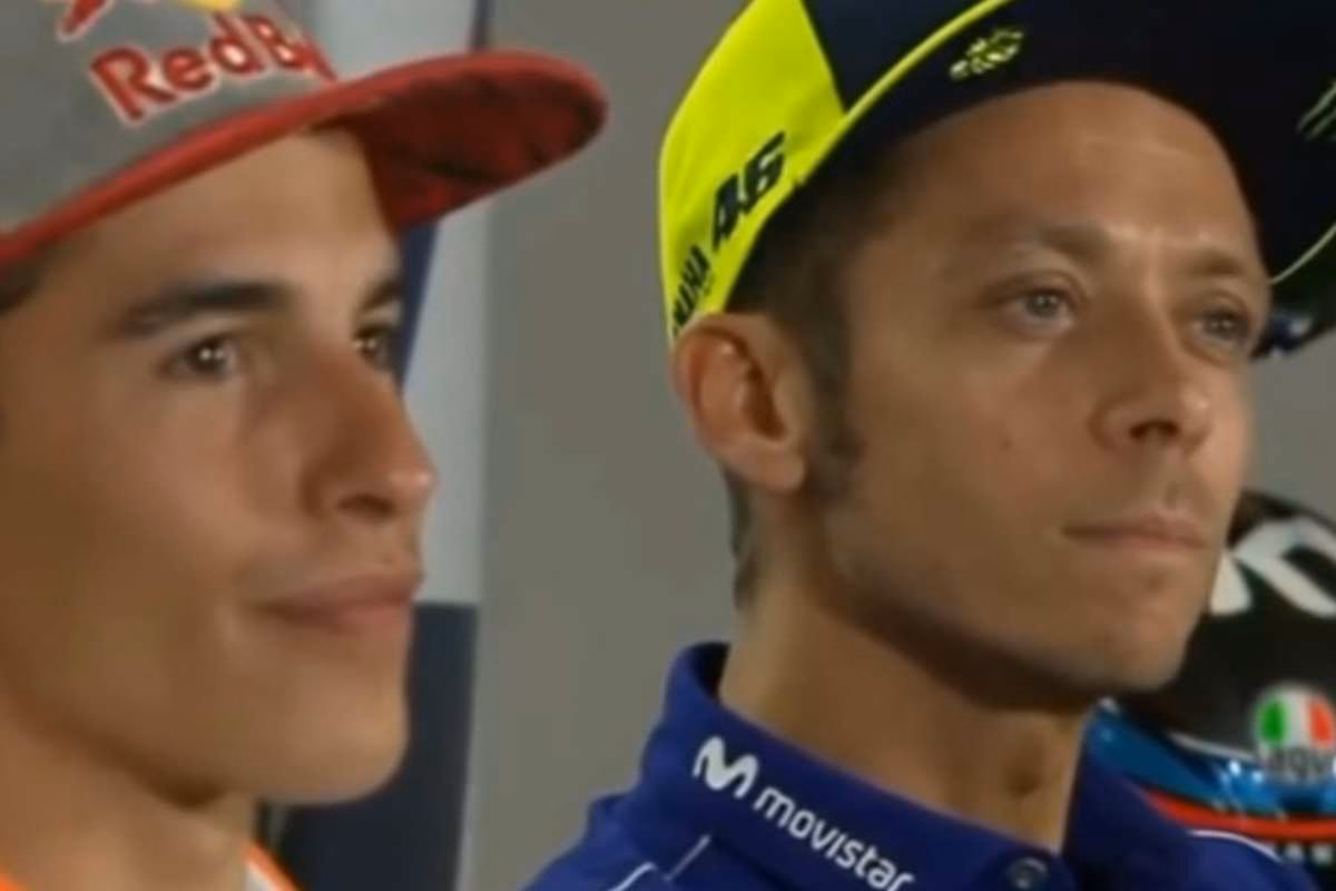 Marc Marquez e Valentino Rossi in conferenza stampa