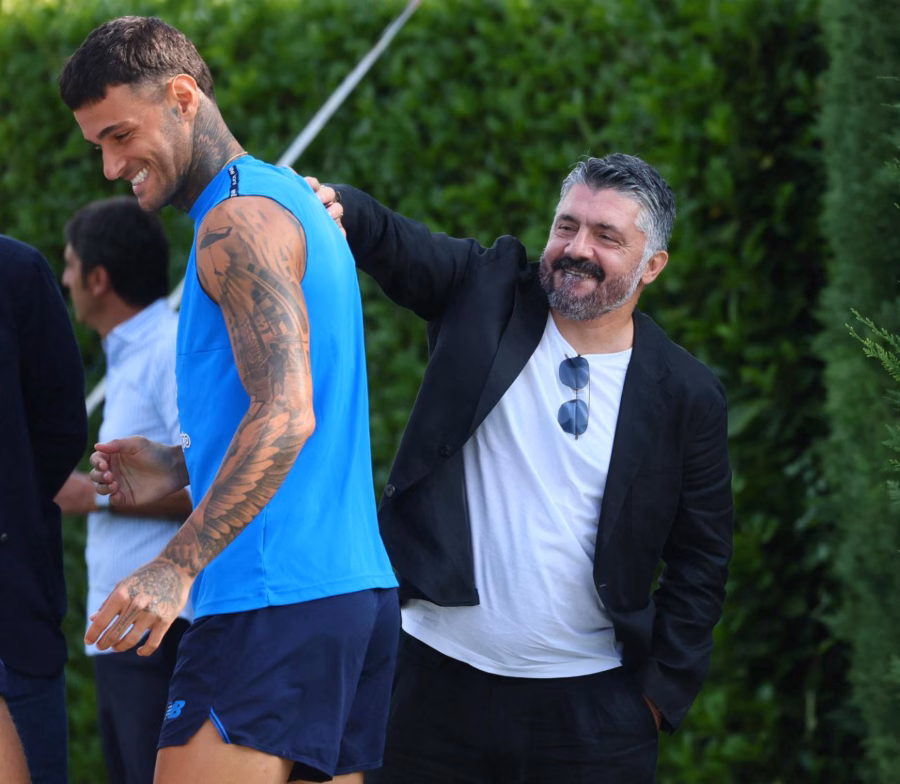 Gattuso al centro sportivo dell’Atalanta con Scamacca