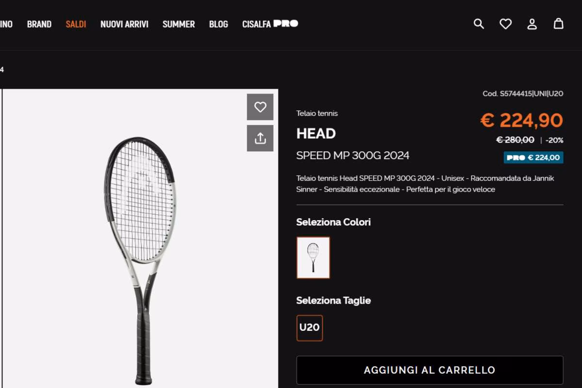 Sinner racchetta prezzo