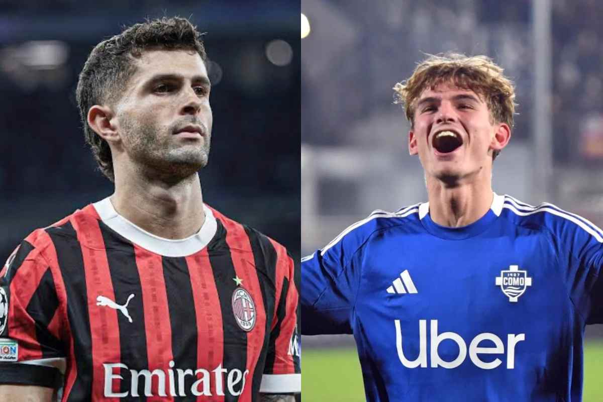 A sinistra Christian Pulisic (Milan), a destra Nico Paz (Como)