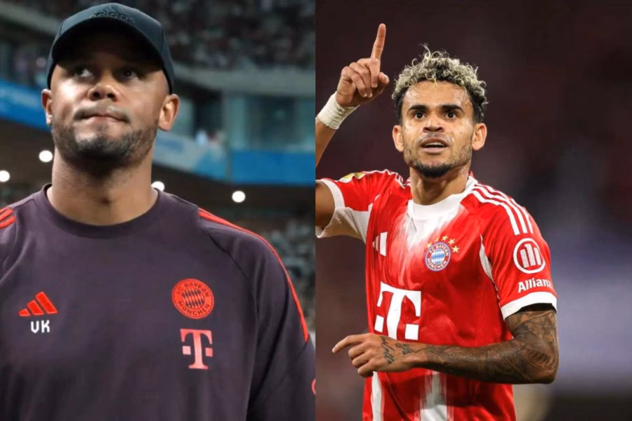 Vincent Kompany (a sinistra) e Luis Diaz (a destra): allenatore e attaccante del Bayern Monaco