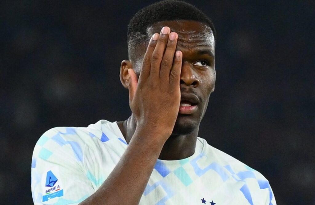 L’esultanza di Bonny per il gol vittoria in Roma-Inter