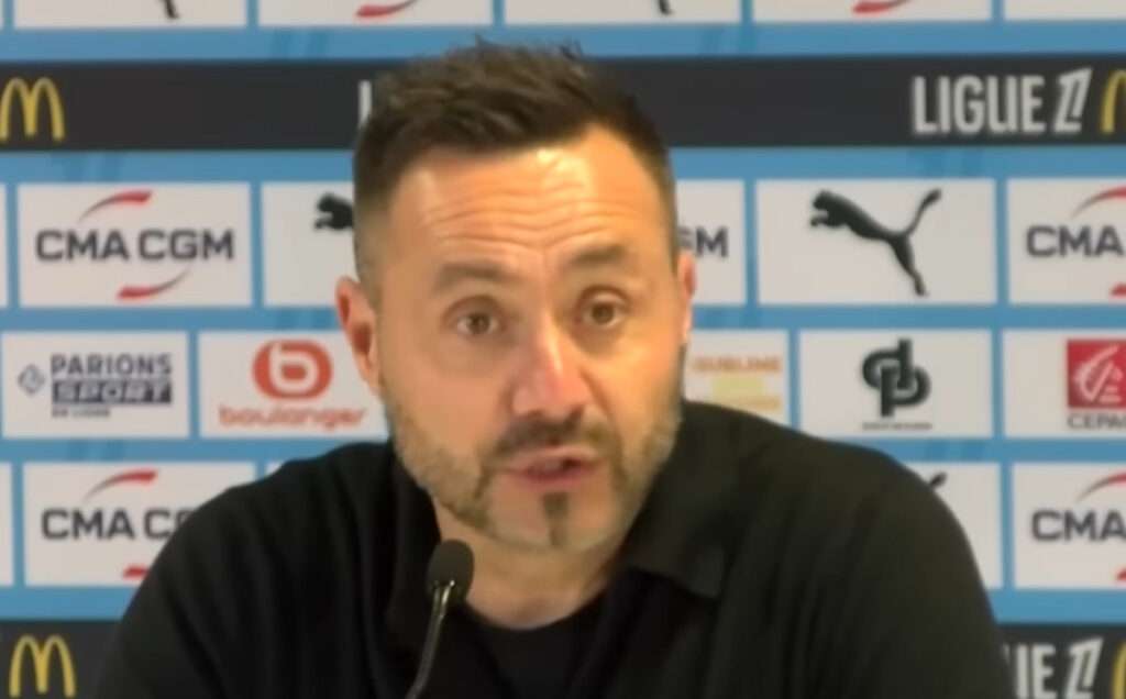 Roberto De Zerbi in conferenza stampa dopo il successo del Marsiglia 6-2 sul Le Havre