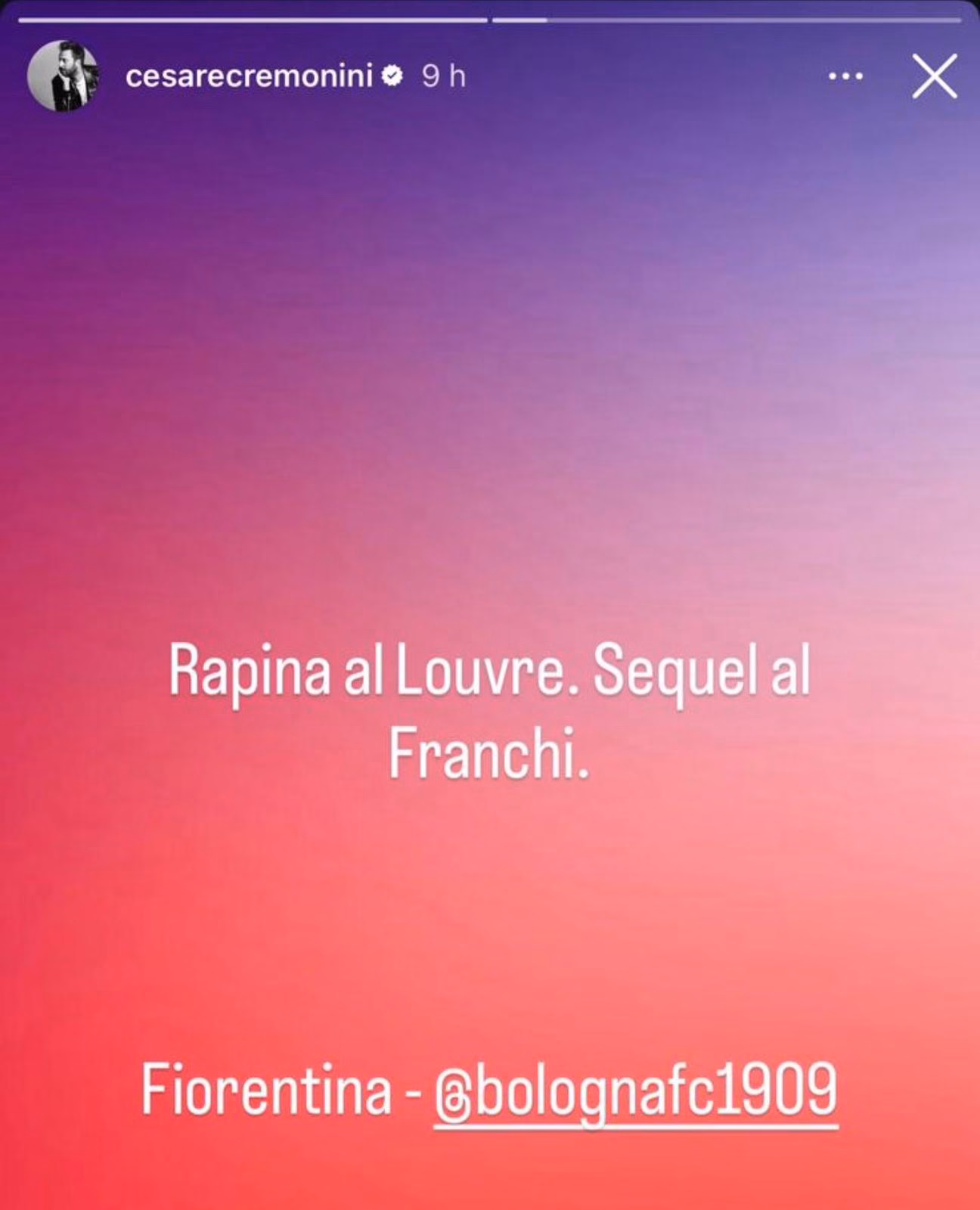 Il commento di Cesare Cremonini sui social dopo Fiorentina-Bologna