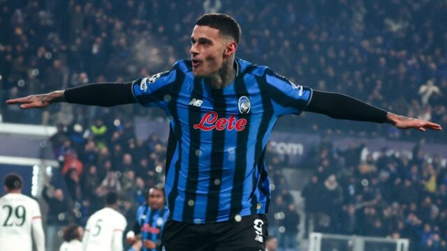 Gianluca Scamacca, autore del gol del pareggio in Atalanta-Chelsea