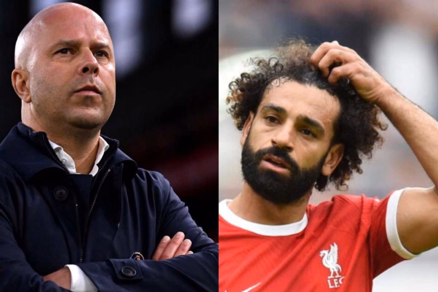 Arne Slot, allenatore del Liverpool e Mohamed Salah attaccante dei Reds