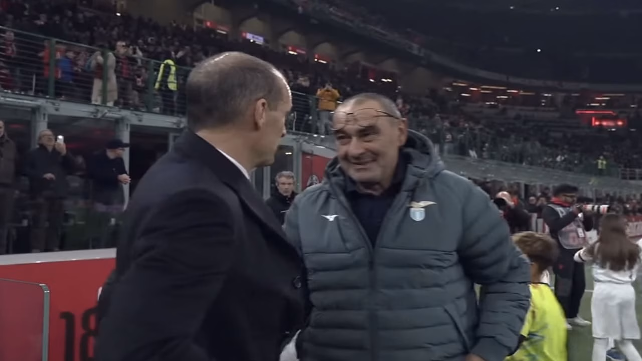 Massimiliano Allegri e Maurizio Sarri in occasione di Milan-Lazio di Serie A