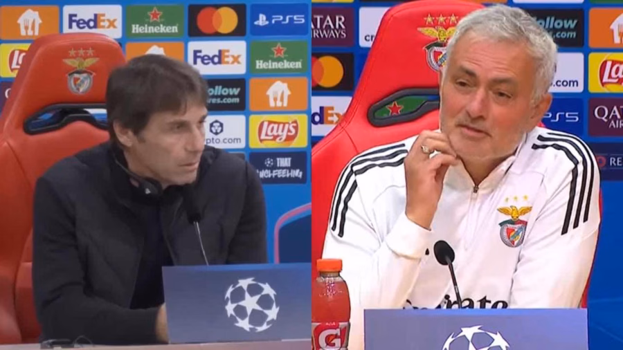 Antonio Conte e José Mourinho, allenatori di Napoli e Benfica