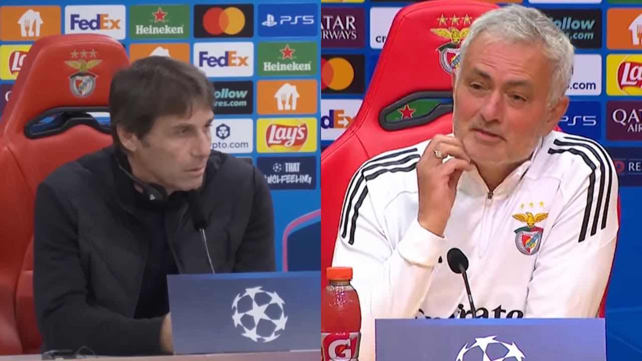 Antonio Conte e José Mourinho, allenatori di Napoli e Benfica