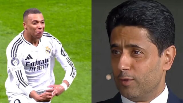 Kylian Mbappé e il Presidente del PSG Nasser Al-Khelaifi