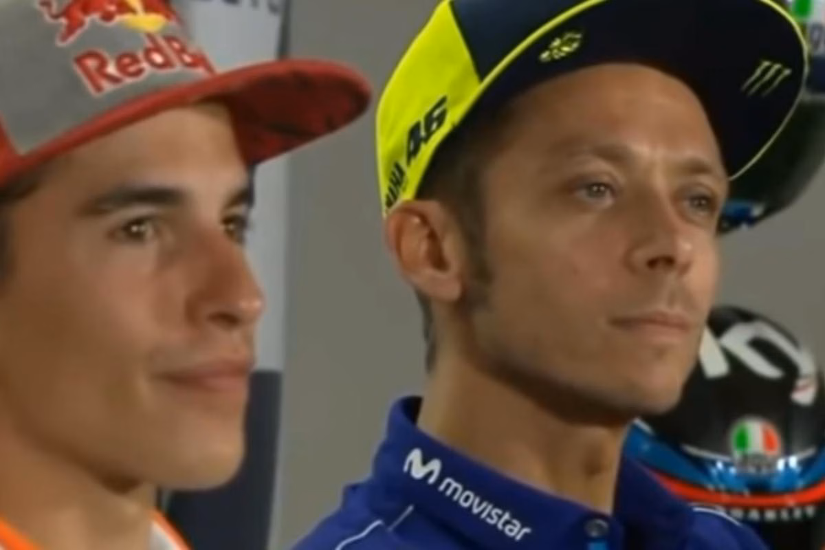 Marc Marquez e Valentino Rossi in conferenza stampa